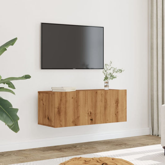 2 db kézműves tölgy falra szerelhető TV-szekrény 80x30x30 cm