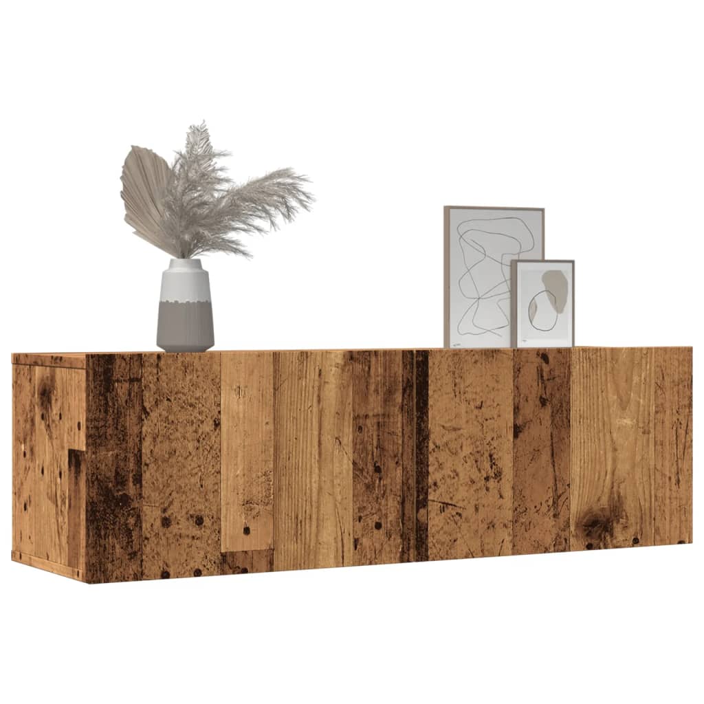 2 db antik fa színű falra szerelhető TV-szekrény 100x30x30 cm