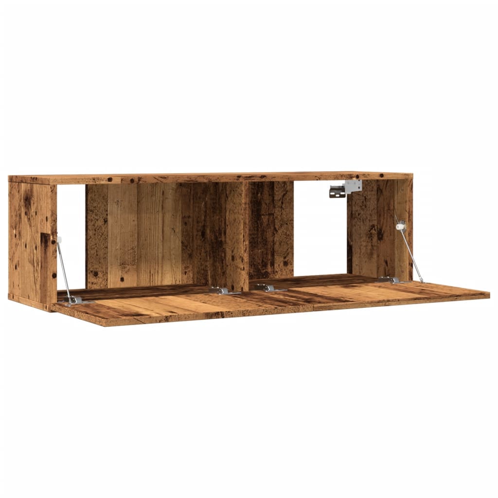 2 db antik fa színű falra szerelhető TV-szekrény 100x30x30 cm