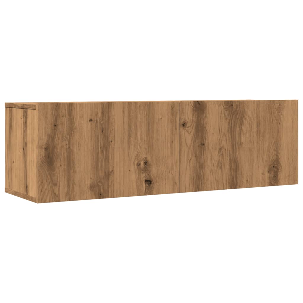 2 db kézműves tölgy falra szerelhető TV-szekrény 100x30x30 cm