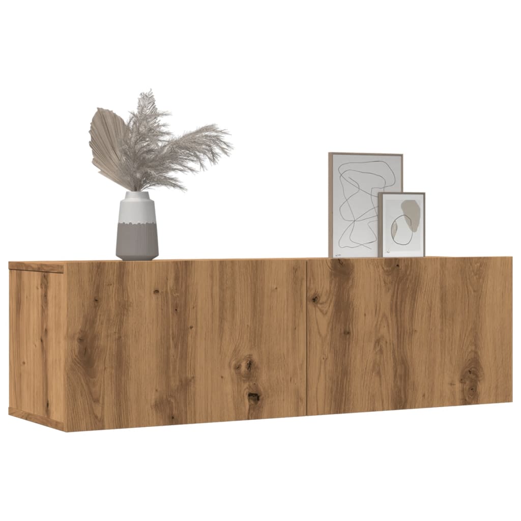 2 db kézműves tölgy falra szerelhető TV-szekrény 100x30x30 cm
