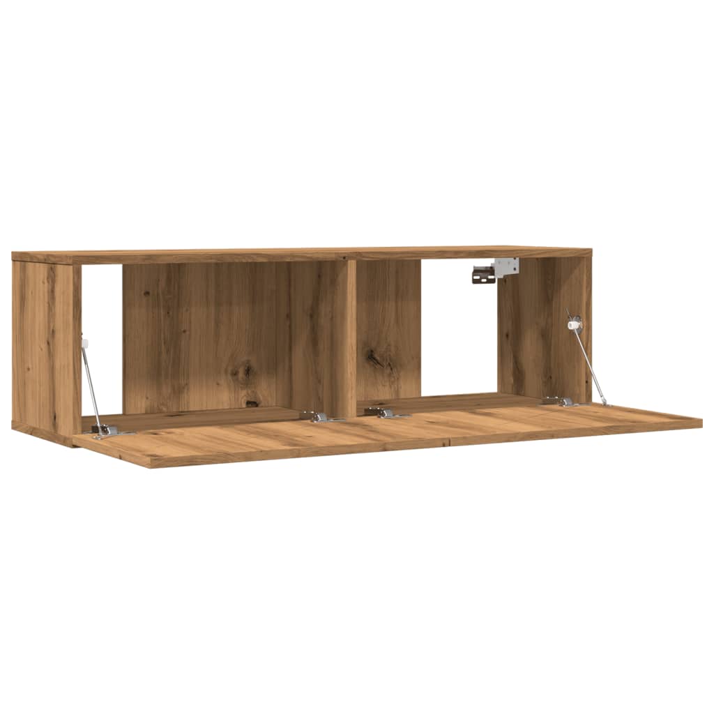 2 db kézműves tölgy falra szerelhető TV-szekrény 100x30x30 cm