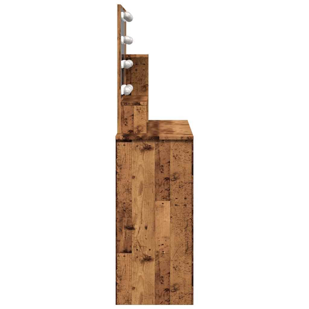 antik fa színű LED.es fésülködőasztal 86,5 x 35 x 136 cm