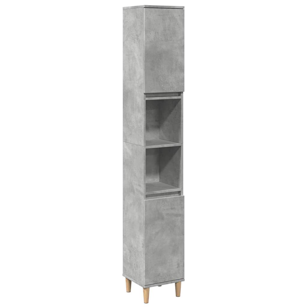 betonszürke szerelt fa fürdőszobaszekrény 30 x 30 x 190 cm