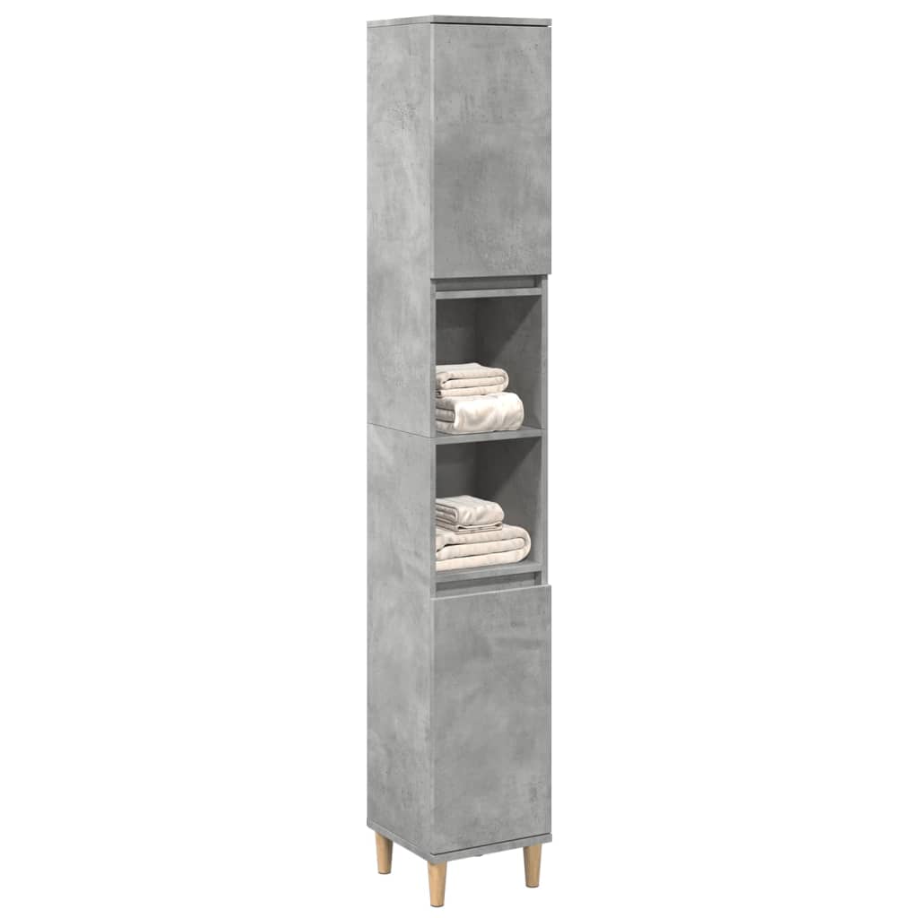 betonszürke szerelt fa fürdőszobaszekrény 30 x 30 x 190 cm