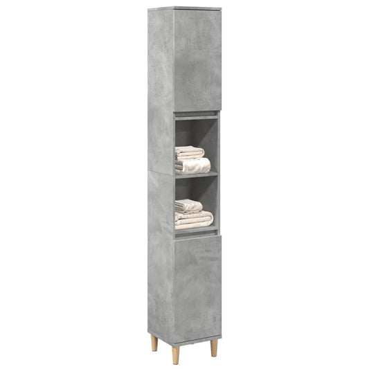 betonszürke szerelt fa fürdőszobaszekrény 30 x 30 x 190 cm