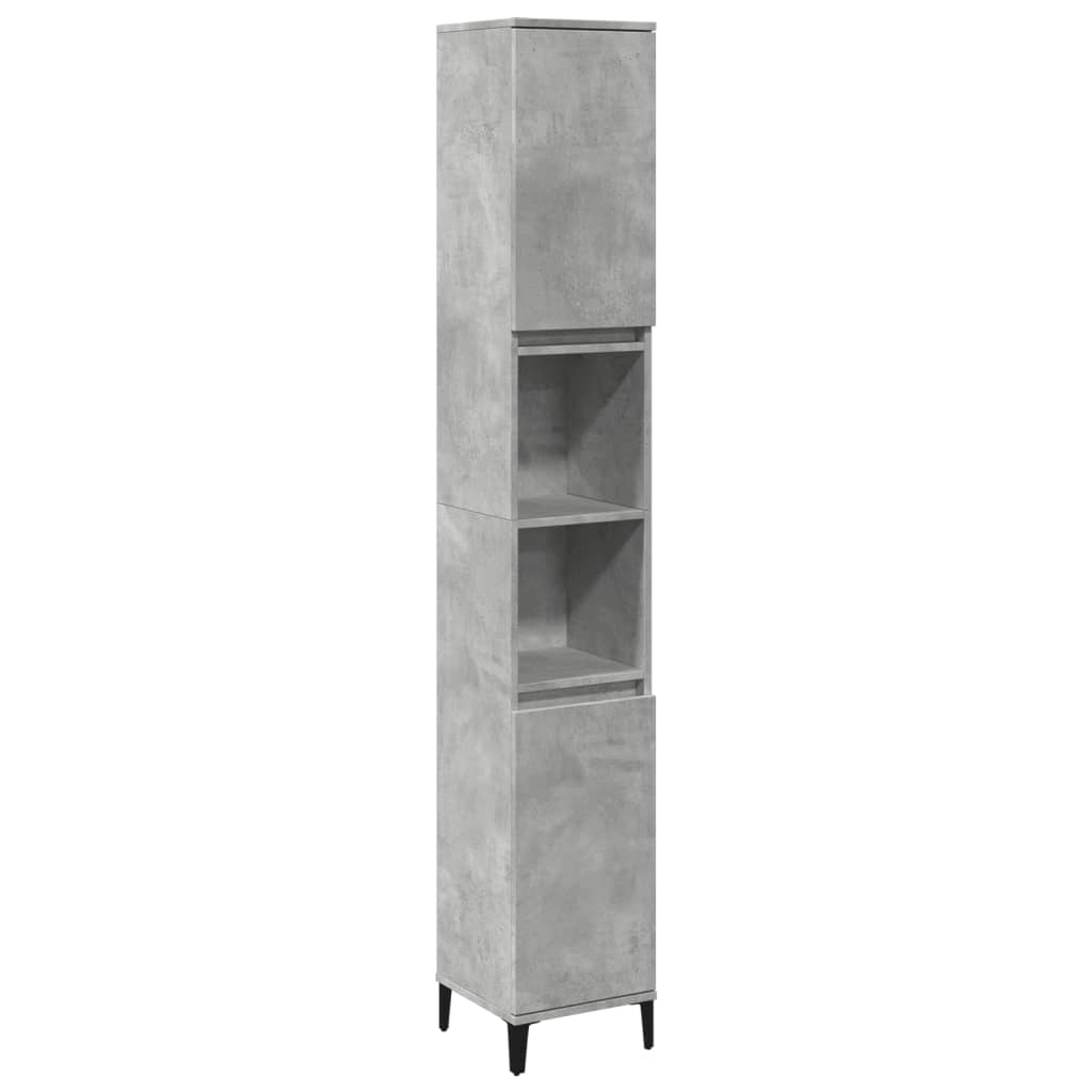 betonszürke szerelt fa fürdőszobaszekrény 30 x 30 x 190 cm