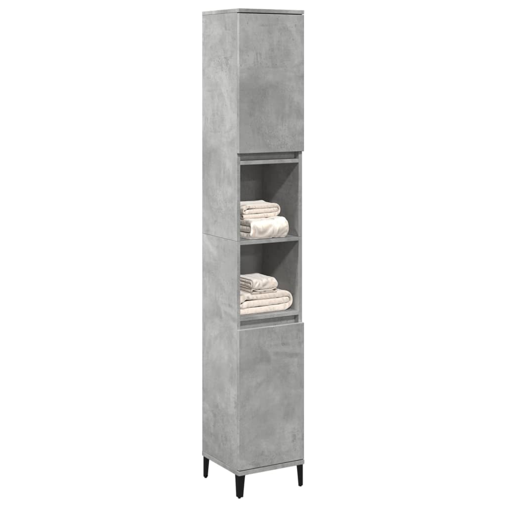 betonszürke szerelt fa fürdőszobaszekrény 30 x 30 x 190 cm