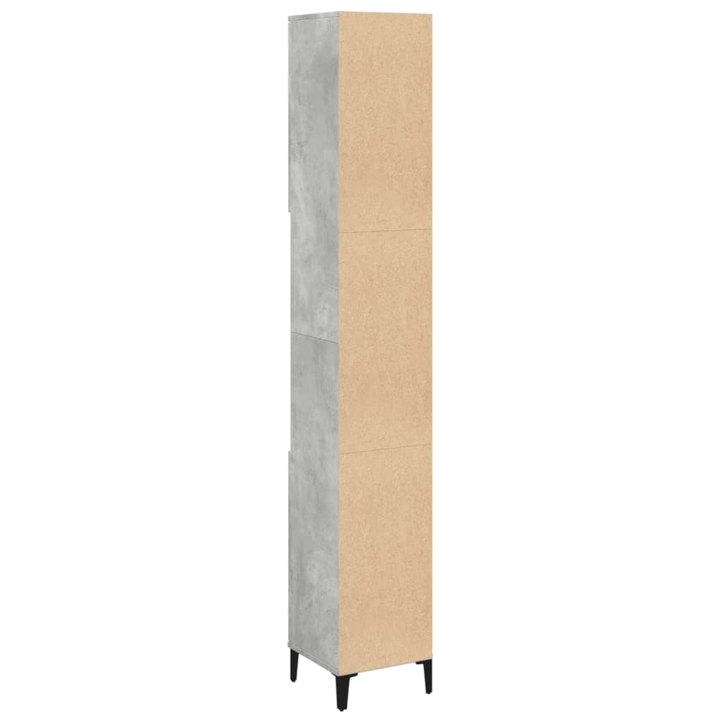 betonszürke szerelt fa fürdőszobaszekrény 30 x 30 x 190 cm