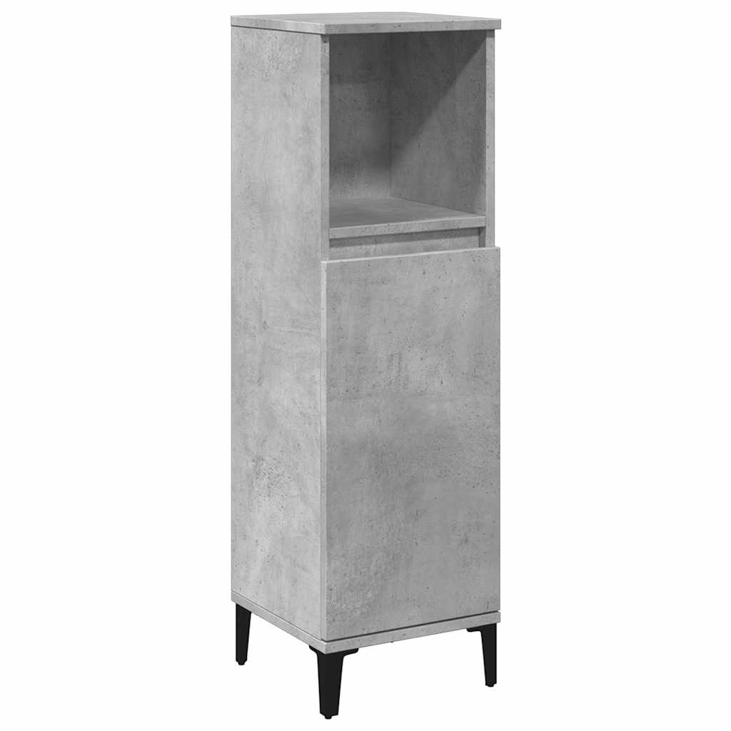 betonszürke szerelt fa fürdőszobaszekrény 30 x 30 x 100 cm