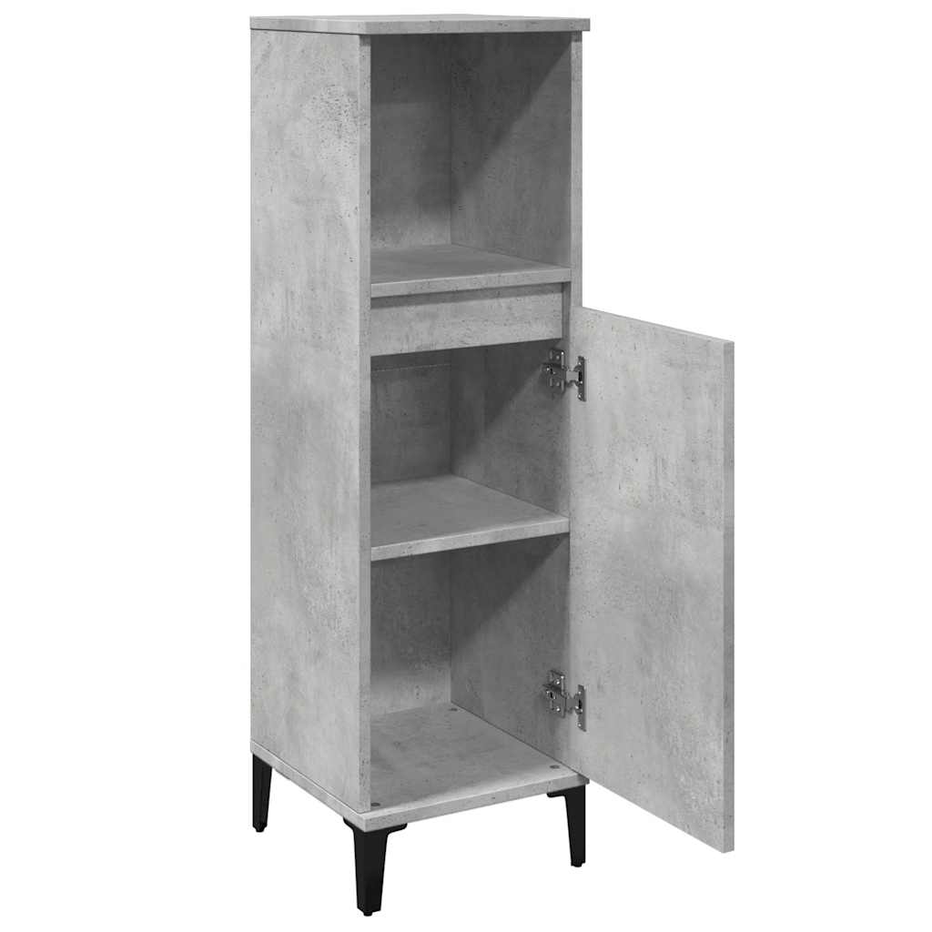 betonszürke szerelt fa fürdőszobaszekrény 30 x 30 x 100 cm