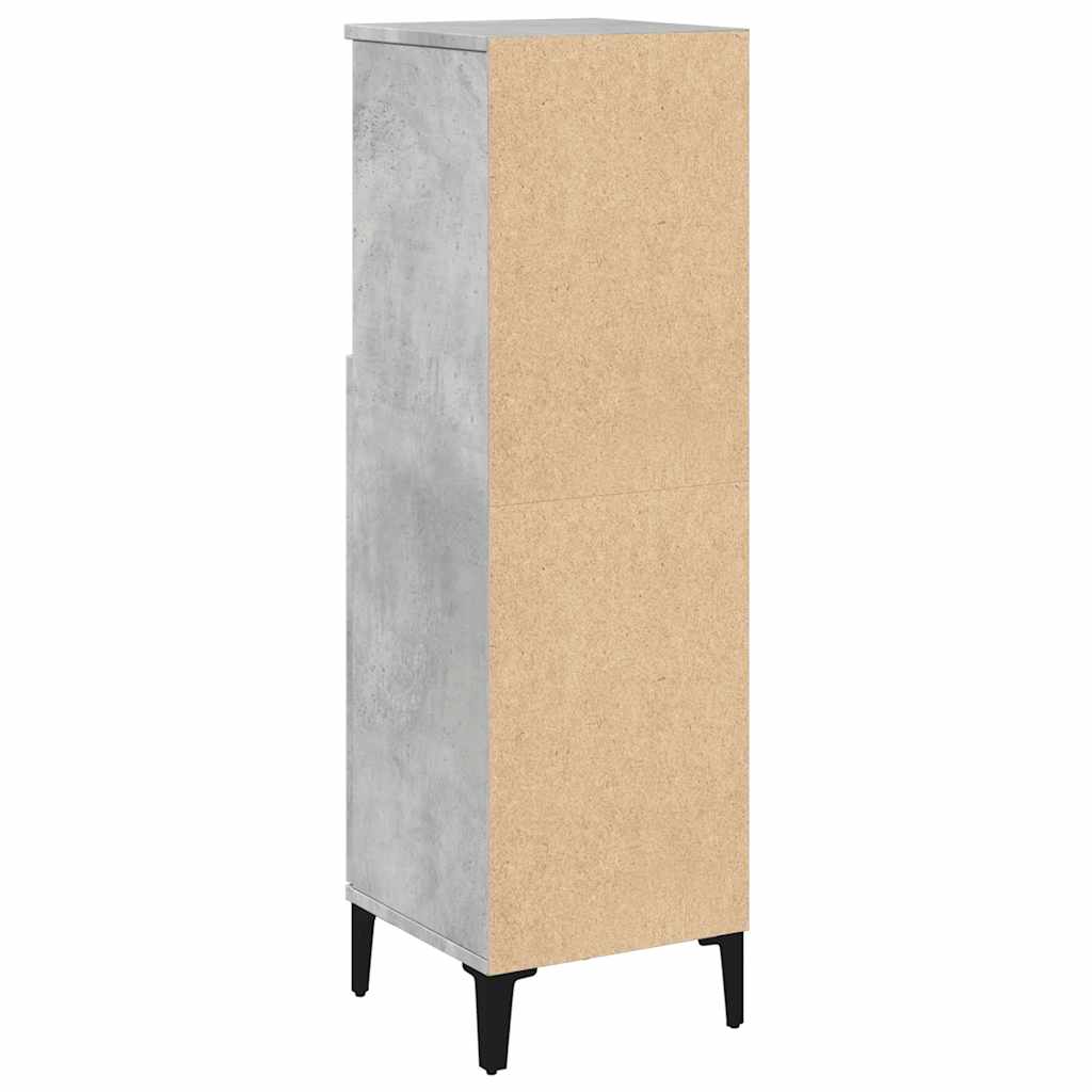 betonszürke szerelt fa fürdőszobaszekrény 30 x 30 x 100 cm