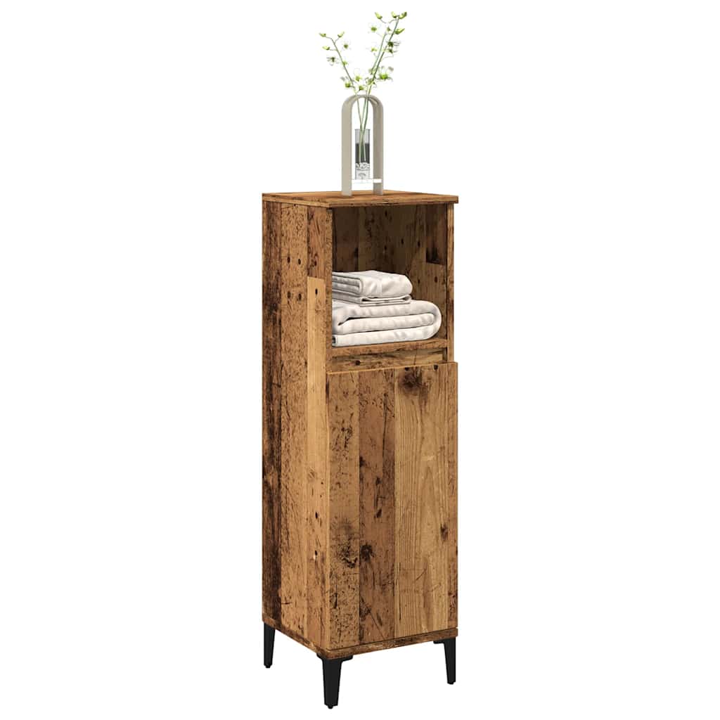 antik fa színű szerelt fa fürdőszobaszekrény 30 x 30 x 100 cm