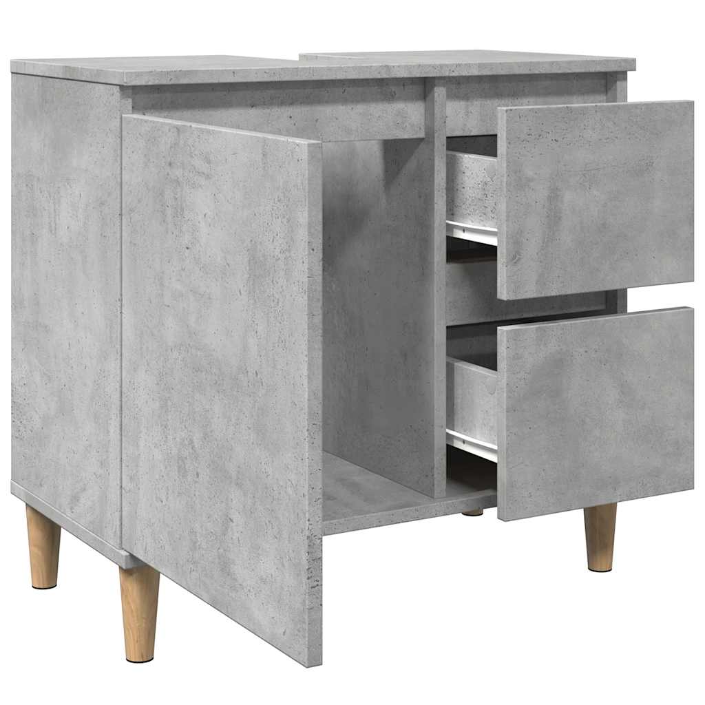 betonszürke szerelt fa mosdószekrény 65 x 33 x 60 cm