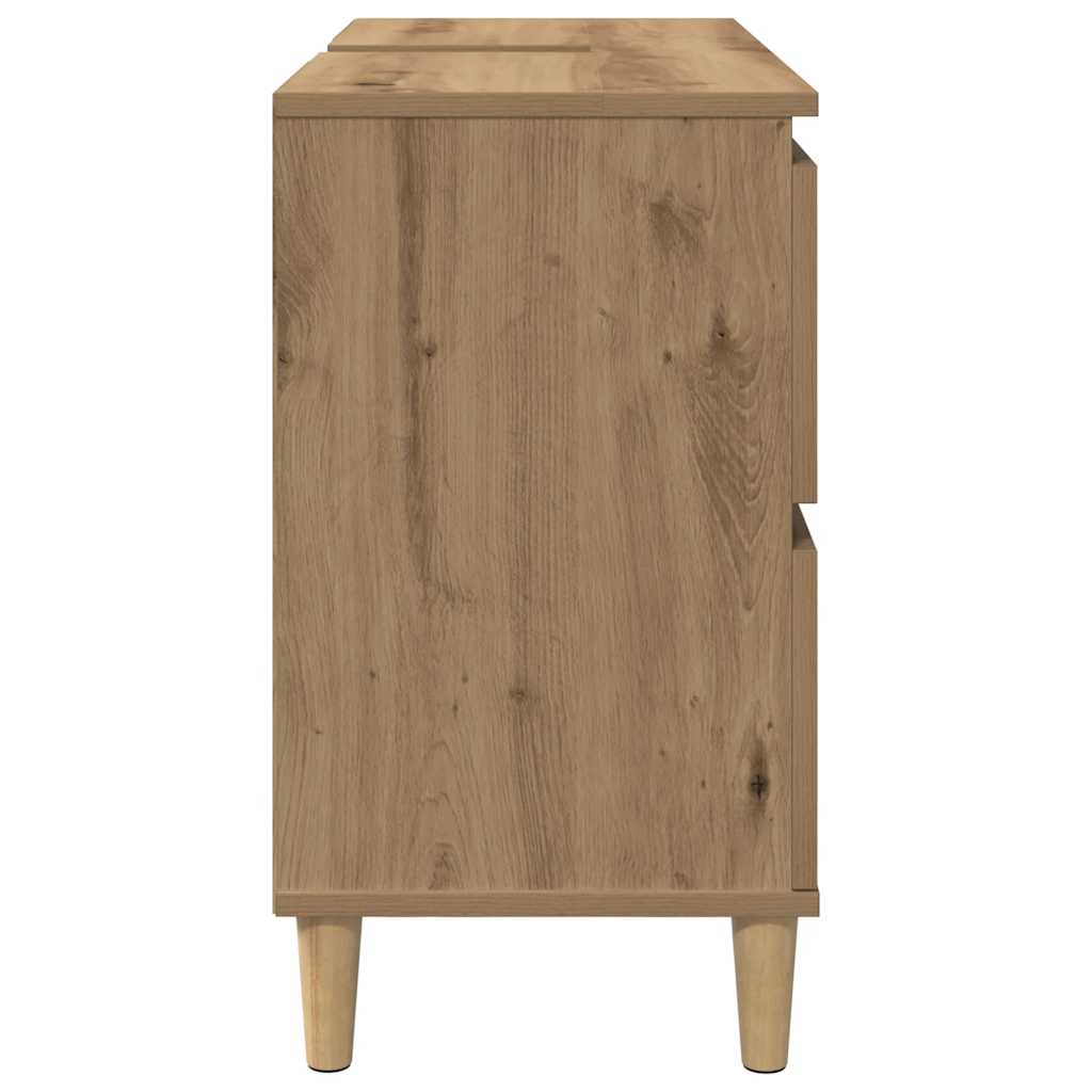 kézműves tölgy színű szerelt fa mosdószekrény 80 x 33 x 60 cm