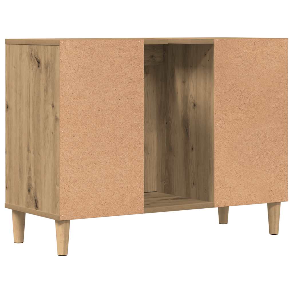 kézműves tölgy színű szerelt fa mosdószekrény 80 x 33 x 60 cm
