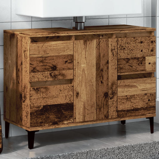 antik fa színű szerelt fa mosdószekrény 80 x 33 x 60 cm