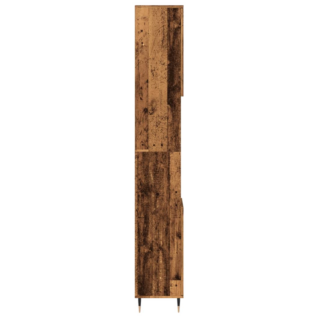 antik fa színű szerelt fa fürdőszobaszekrény 30 x 30 x 190 cm