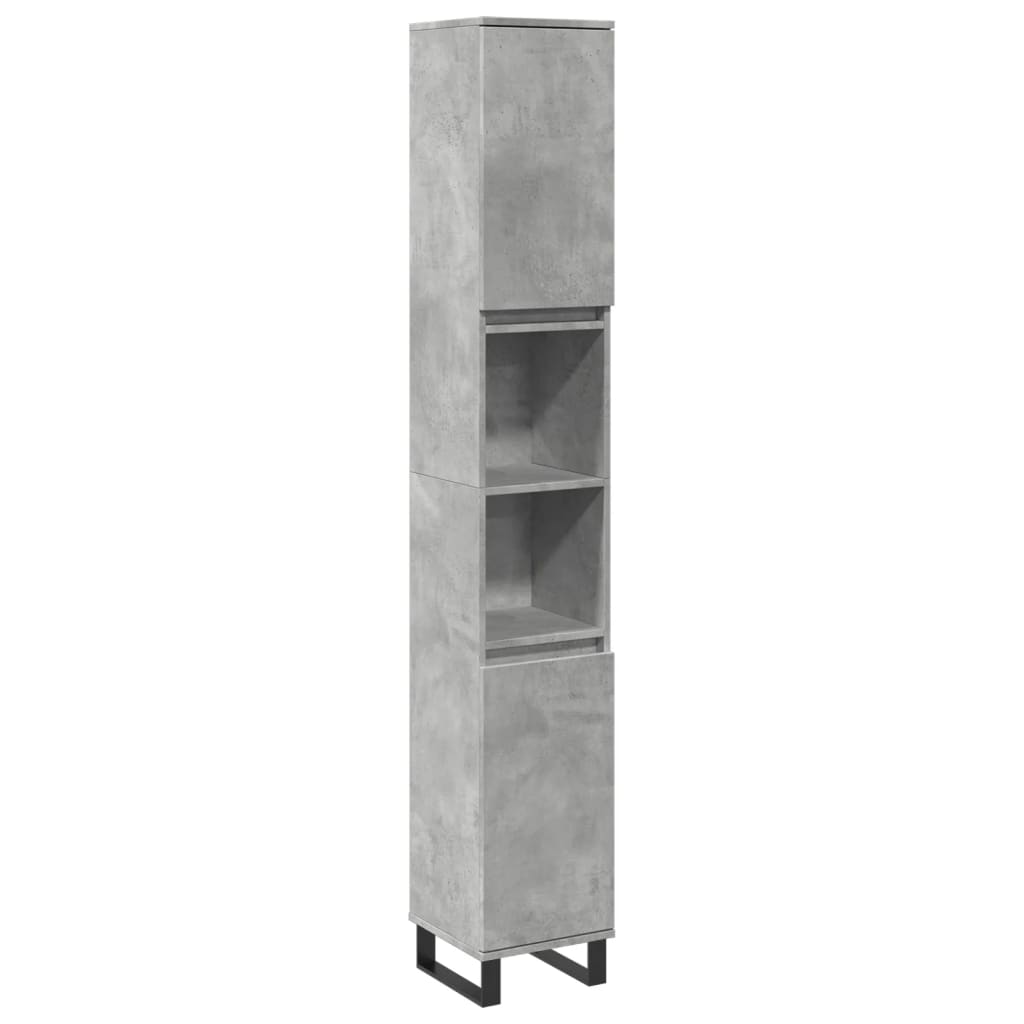 betonszürke szerelt fa fürdőszobaszekrény 30 x 30 x 190 cm