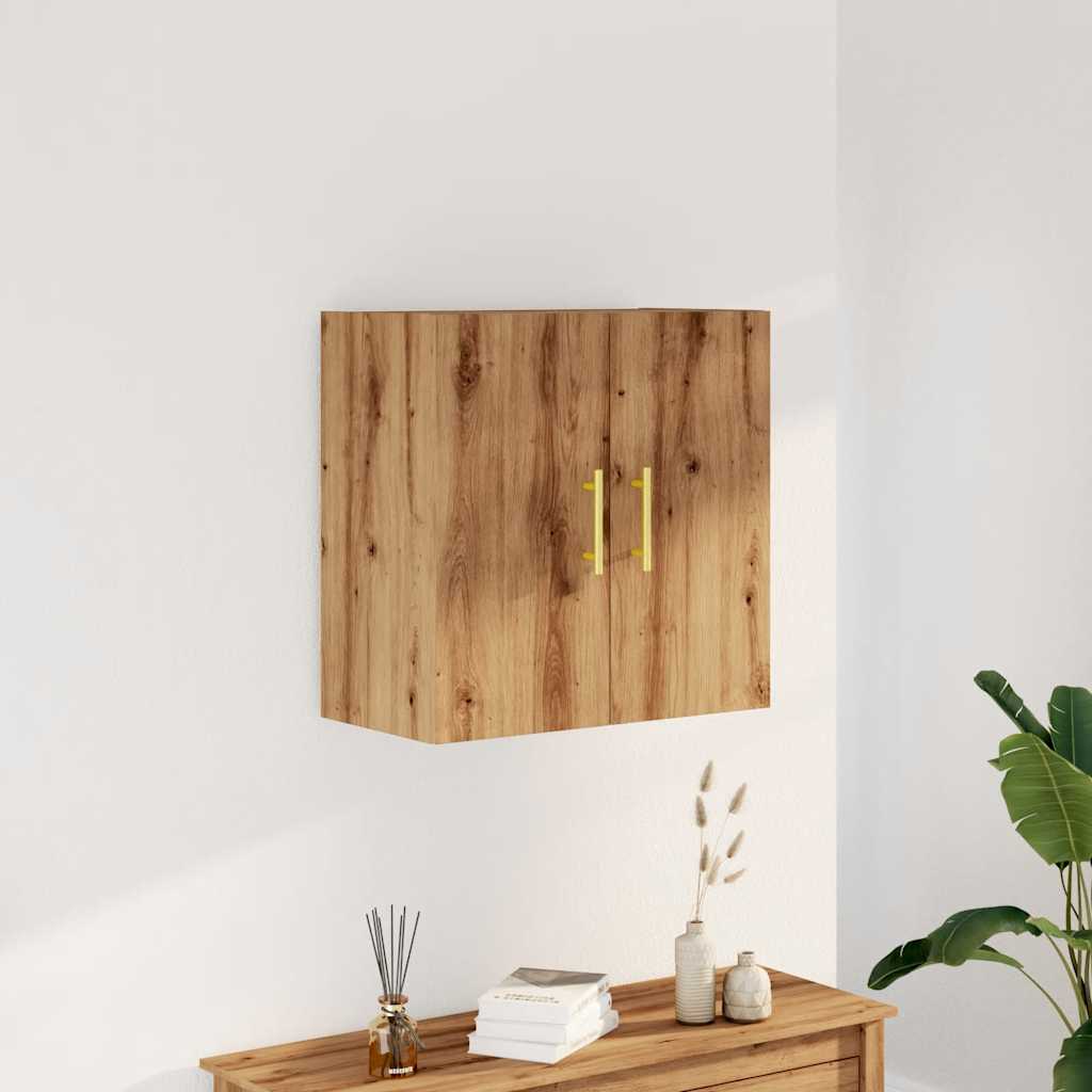 kézműves tölgy színű szerelt fa faliszekrény 60 x 31 x 60 cm