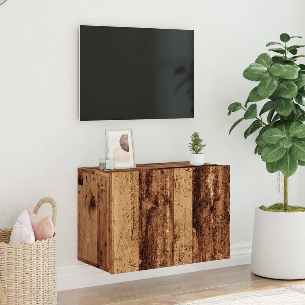 antik fa színű falra szerelhető TV-szekrény 60 x 30 x 41 cm