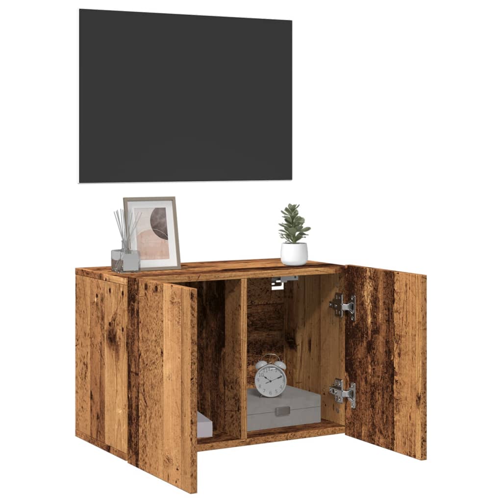 antik fa színű falra szerelhető TV-szekrény 60 x 30 x 41 cm
