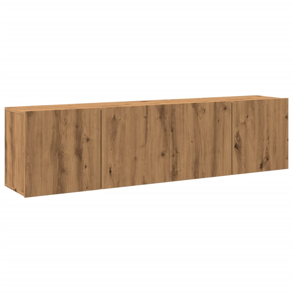 2 db kézműves tölgy falra szerelhető TV-szekrény 80x30x41 cm