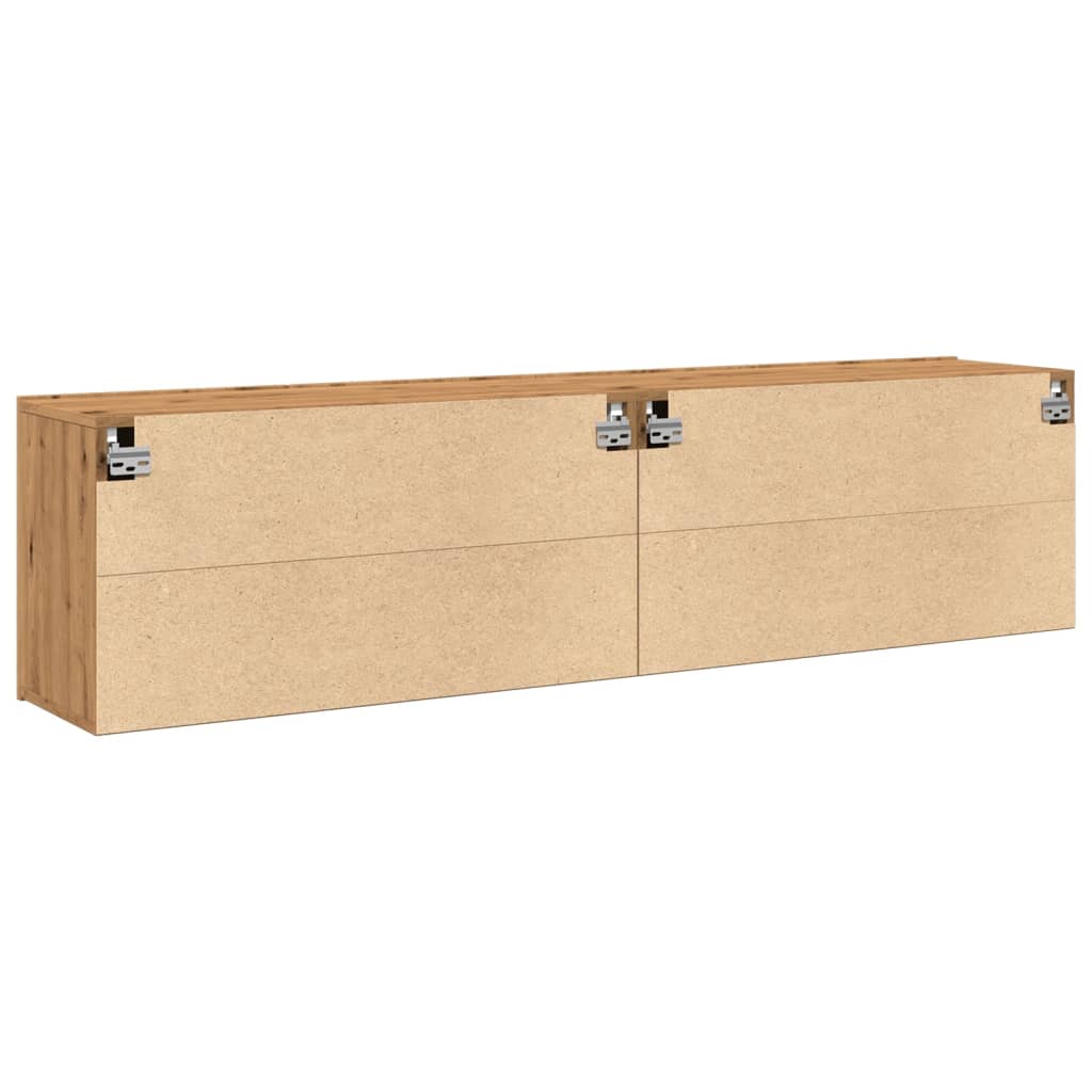 2 db kézműves tölgy falra szerelhető TV-szekrény 80x30x41 cm