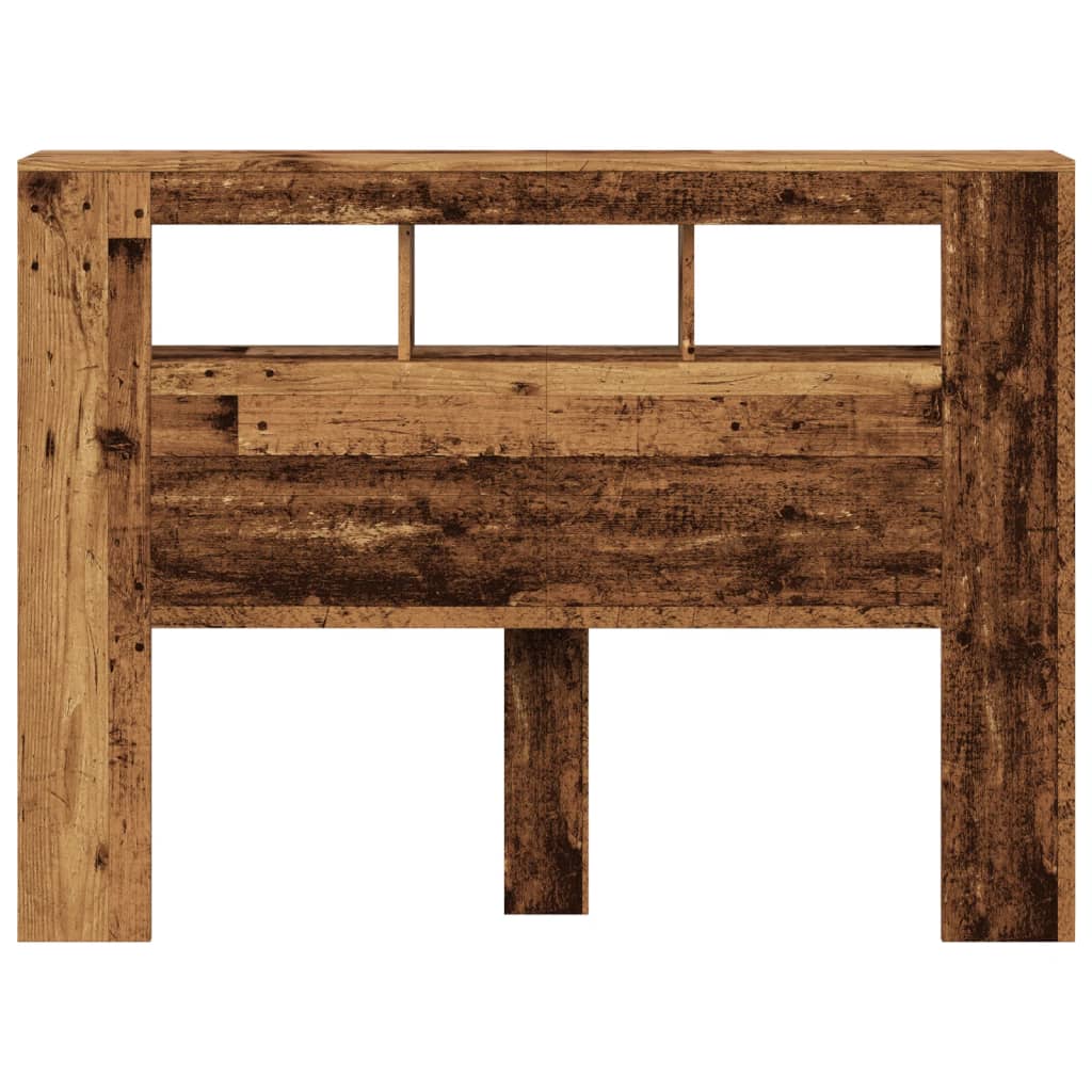 antik fa színű szerelt fa LED-es fejtámla 140x18,5x103,5 cm