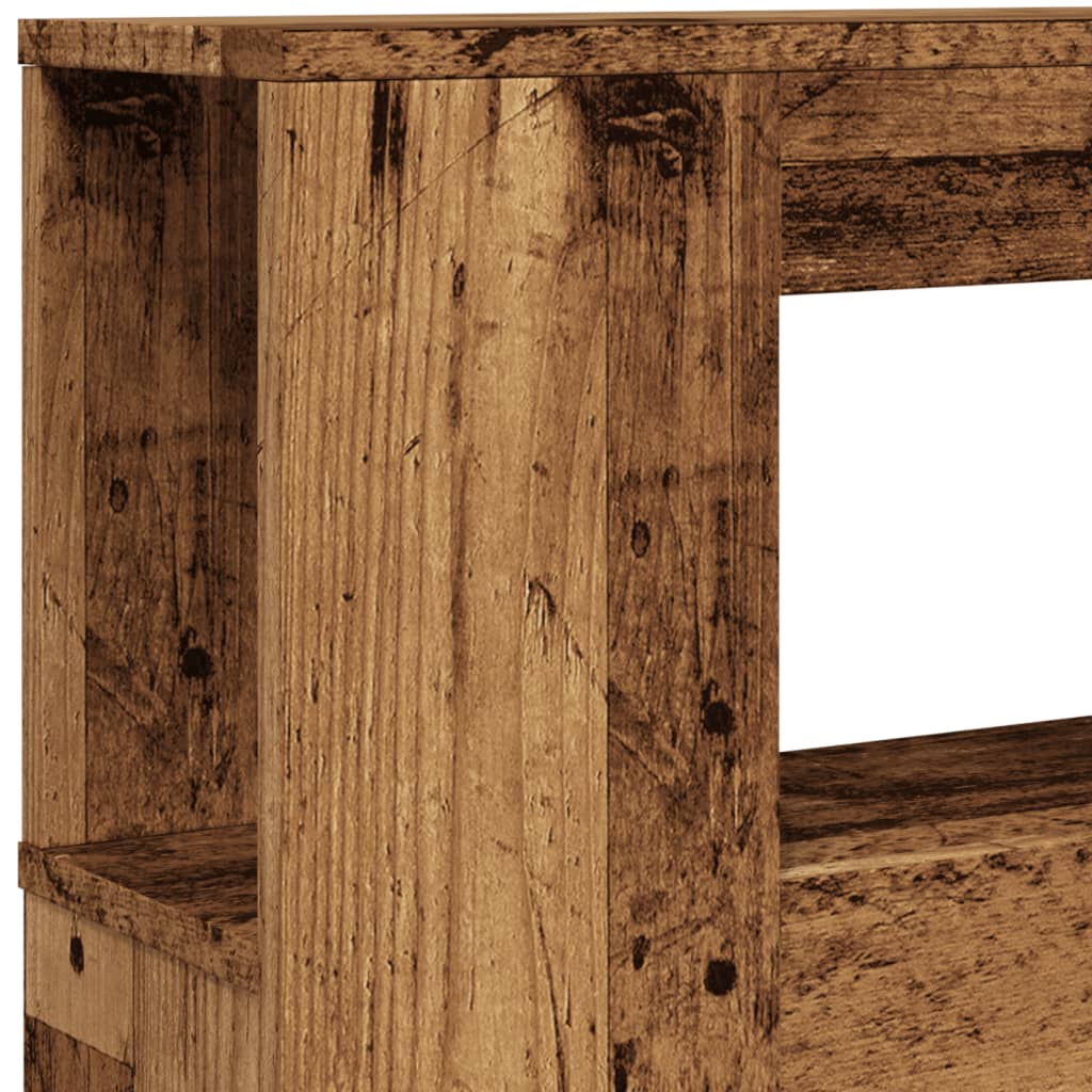 antik fa színű szerelt fa LED-es fejtámla 140x18,5x103,5 cm