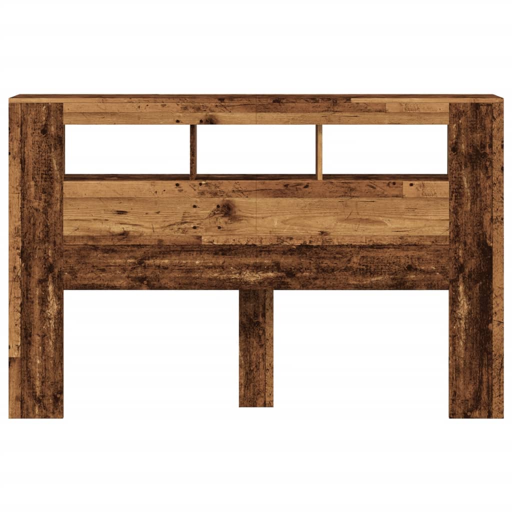antik fa színű szerelt fa LED-es fejtámla 160x18,5x103,5 cm