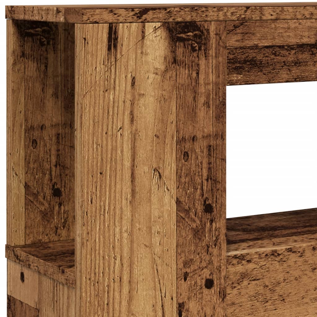 antik fa színű szerelt fa LED-es fejtámla 160x18,5x103,5 cm