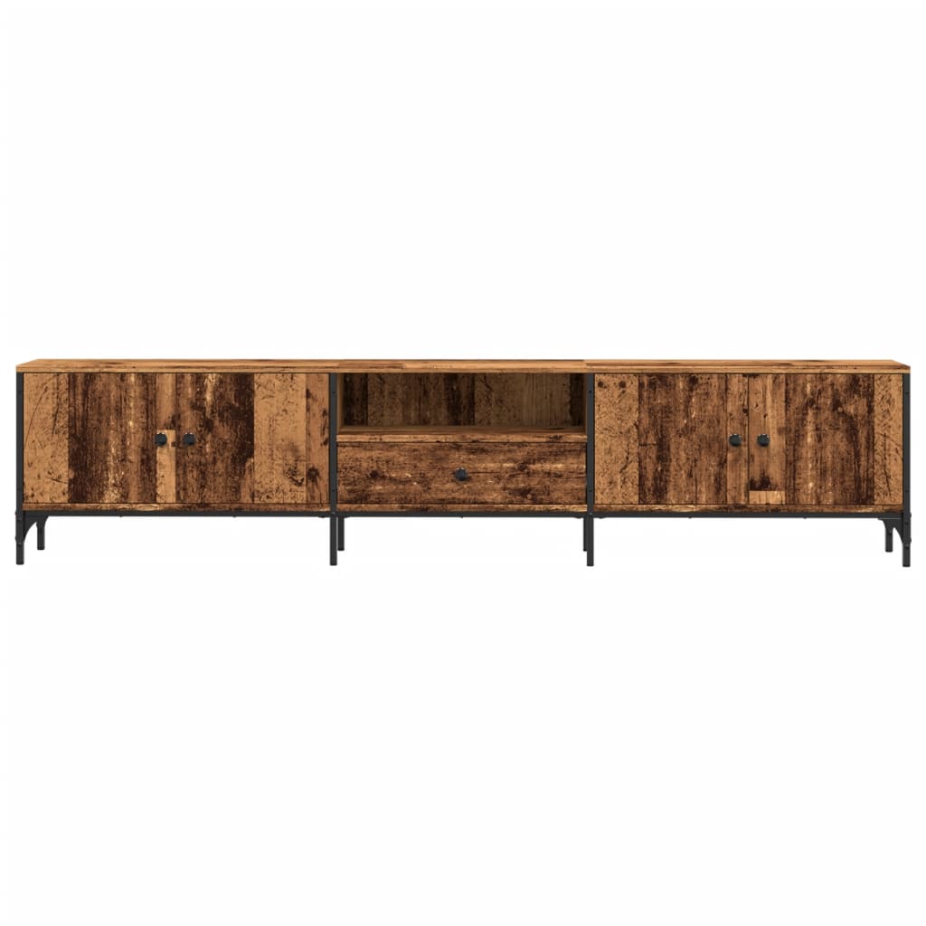 antik fa színű szerelt fa TV-szekrény fiókkal 200 x 25 x 44 cm