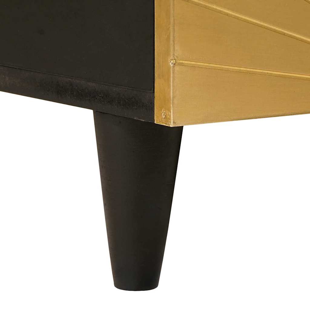Dohányzóasztal Fekete és Arany 80 x 54 x 40 cm tömör mangófa