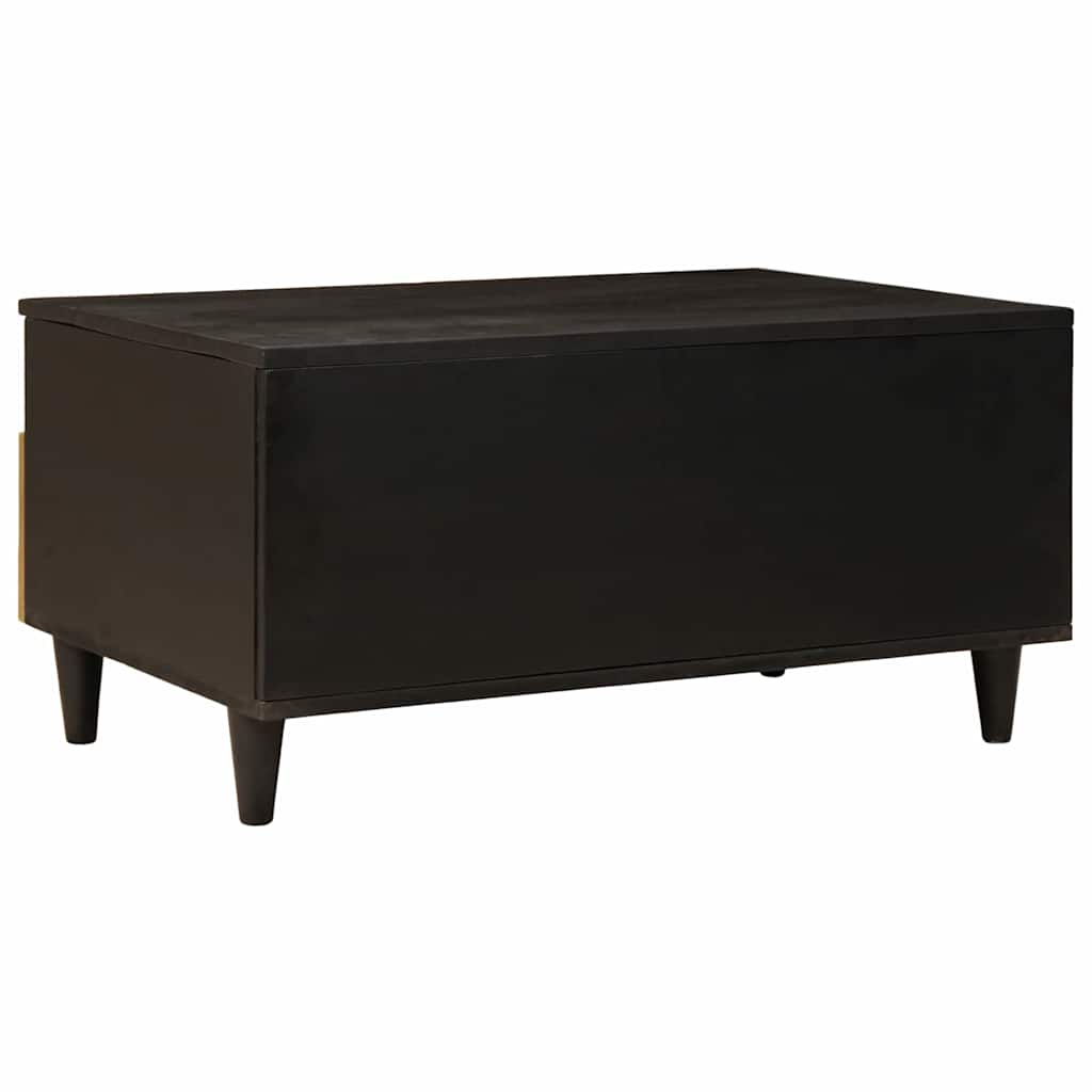 Dohányzóasztal Fekete és Arany 80 x 54 x 40 cm tömör mangófa