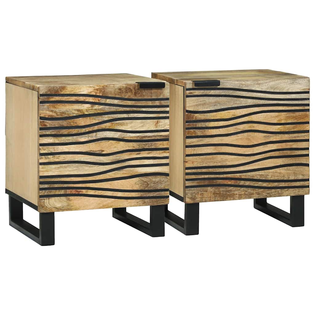 Éjjeliszekrény 2 pcs Barna 40 x 33 x 46 cm tömör mangófa