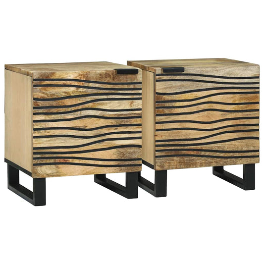 Éjjeliszekrény 2 pcs Barna 40 x 33 x 46 cm tömör mangófa