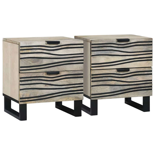 Éjjeliszekrény fiókkal 2 pcs Fehér és fekete 40 x 33 x 46 cm