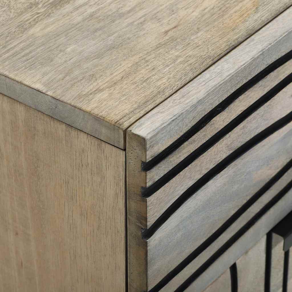 Éjjeliszekrény Fehér és fekete 50 x 33 x 60 cm tömör mangófa