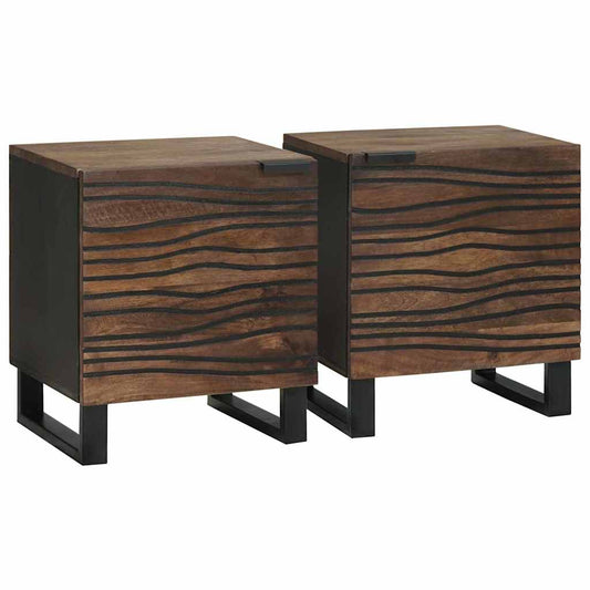 Éjjeliszekrény 2 pcs Dió 40 x 33 x 46 cm tömör mangófa