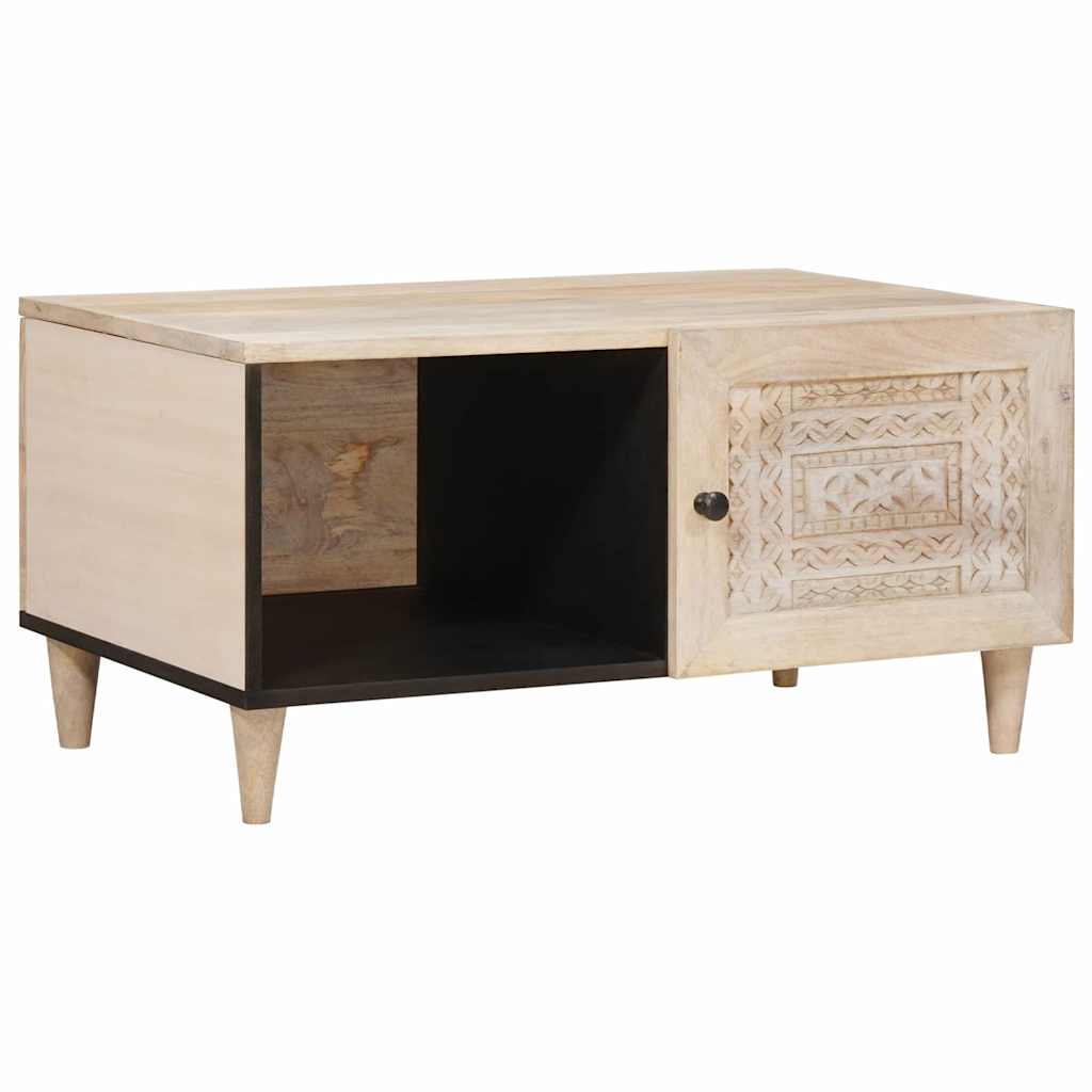 Dohányzóasztal polcokkal Bézs 80 x 50 x 40 cm tömör mangófa