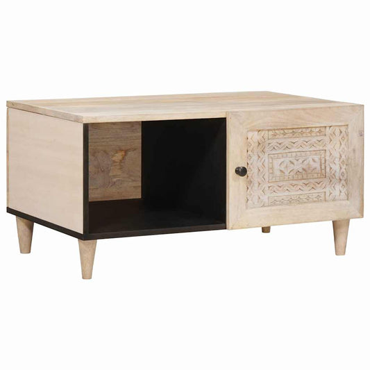 Dohányzóasztal polcokkal Bézs 80 x 50 x 40 cm tömör mangófa