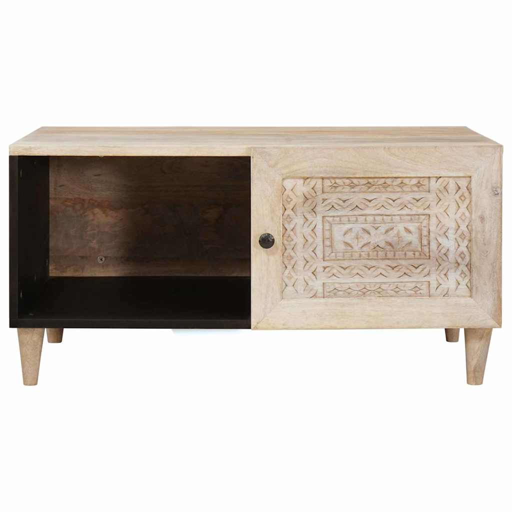 Dohányzóasztal polcokkal Bézs 80 x 50 x 40 cm tömör mangófa