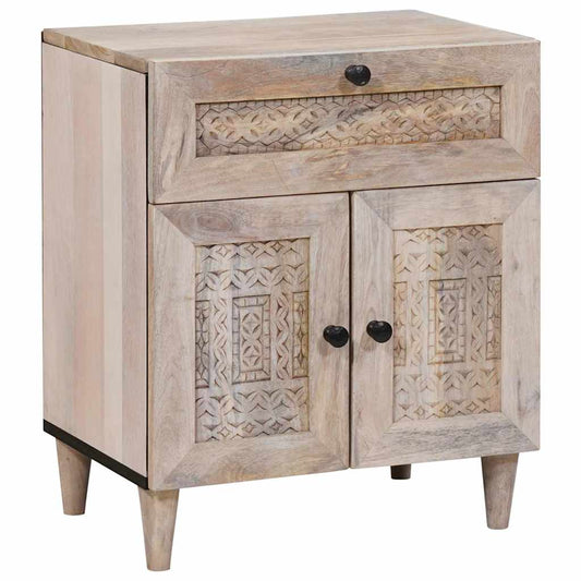 Éjjeli asztal fiókkal Bézs 50 x 33 x 60 cm tömör mangófa