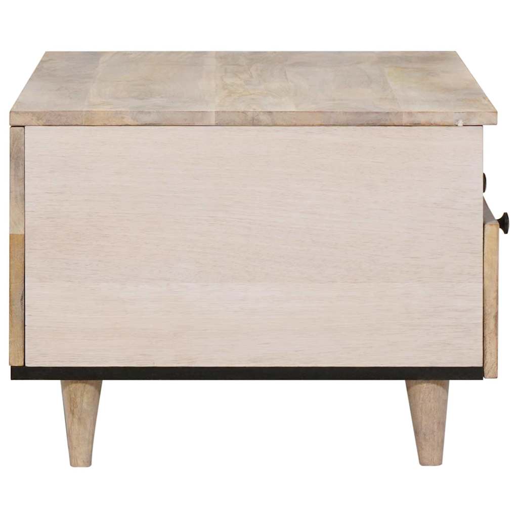 Dohányzóasztal fiókkal Fehér 80 x 54 x 40 cm tömör mangófa