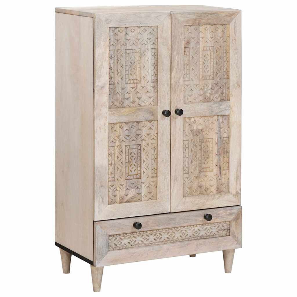 Magasfiú fiókkal polcokkal Fehér 60 x 33 x 100 cm tömör mangófa