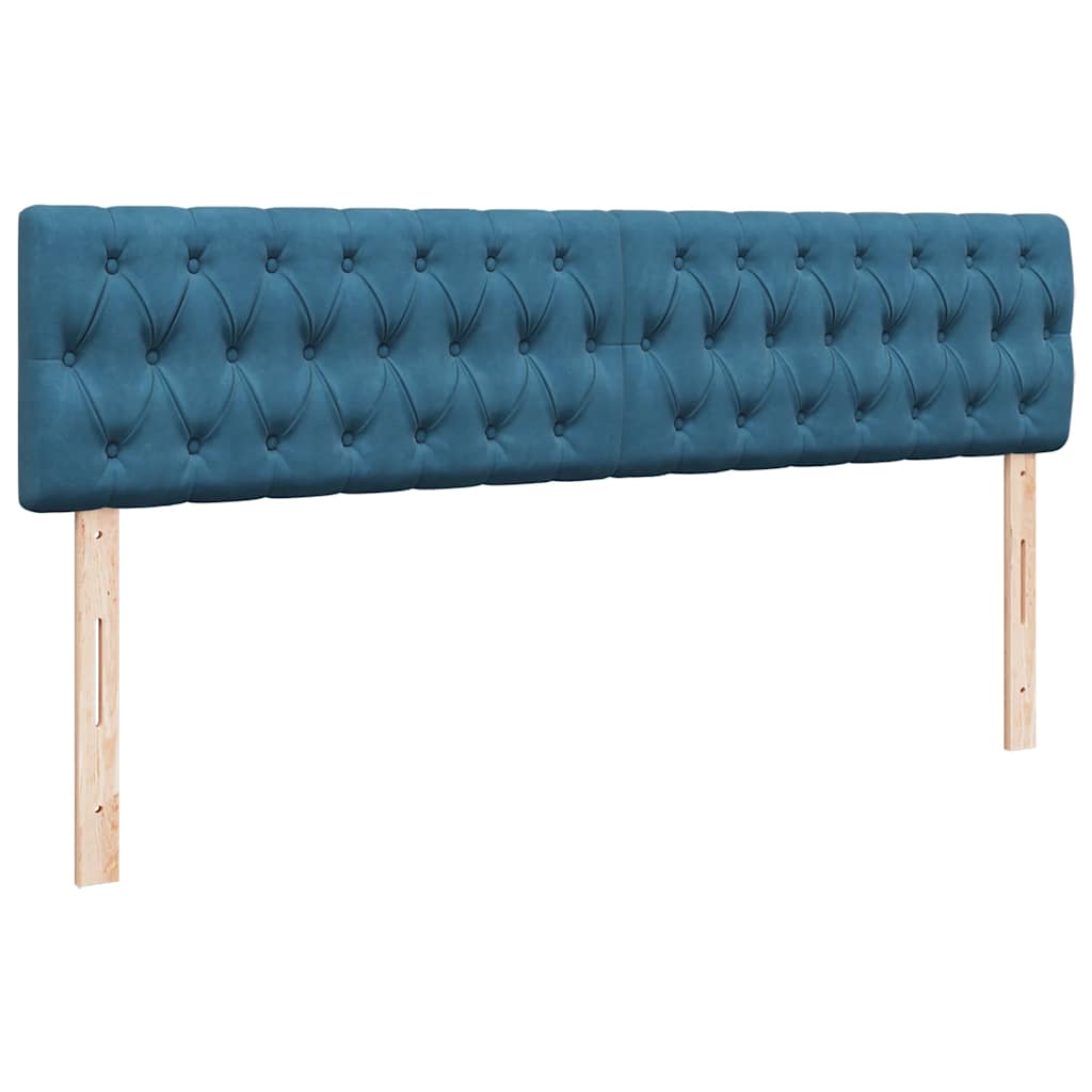 Ottomán ágykeret matraccal sötétkék 200x200 cm bársony