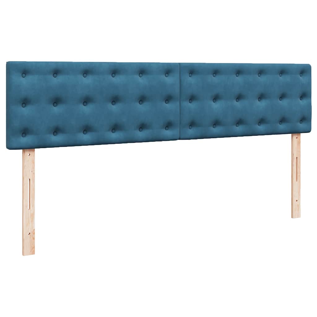 Ottomán ágykeret matraccal sötétkék 200x200 cm bársony