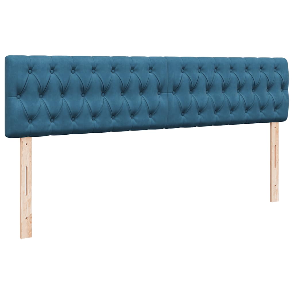 Ottomán ágy matracokkal & LED-ek Sötétkék 200x200cm bársony