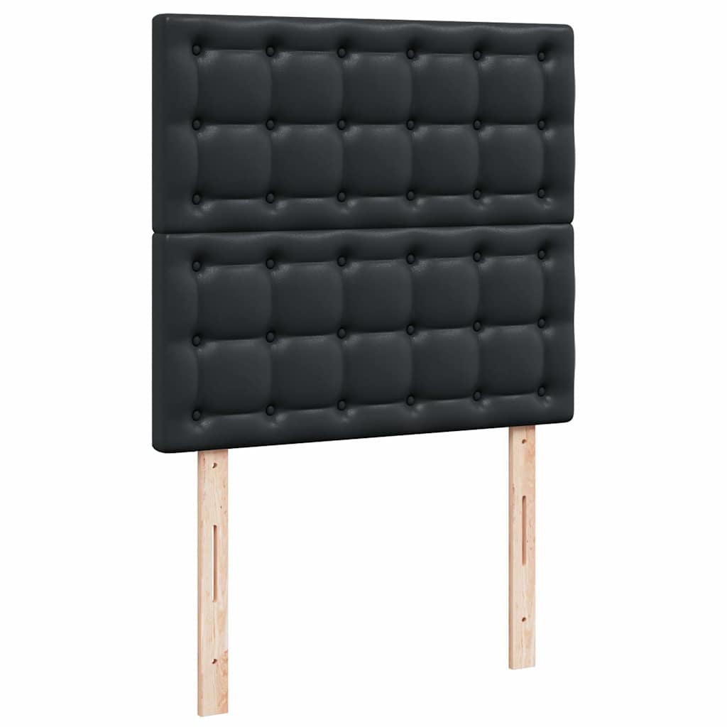 fekete műbőr ottomán ágy matracokkal & LED-ek 160x200cm